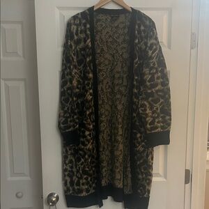 City Chic Leopard Print Open-Front Cardigan